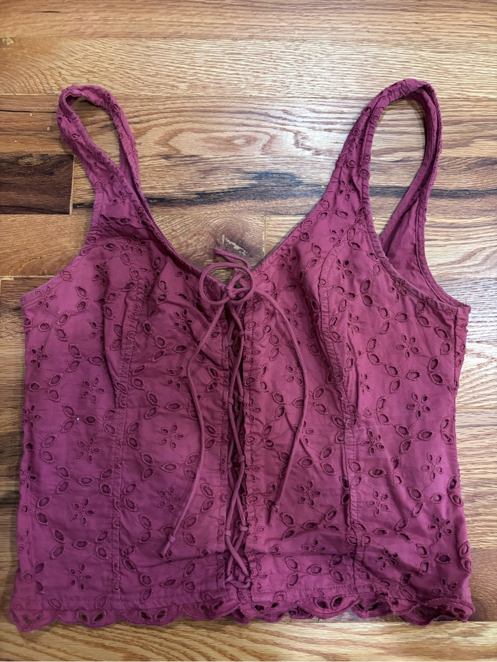 Abercrombie & Fitch Mauve Lace-Up Eyelet Camisole